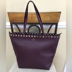 Kate Spade Paloma Road Rosemary Genuine Leather Grommet Trimmed Large Tote Bag